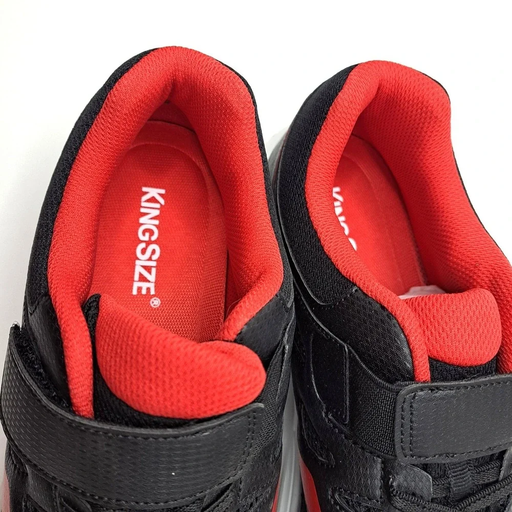 KingSize Athletic Sneakers NEW Mens Wide 11.5 EW Black Red Hook Loop